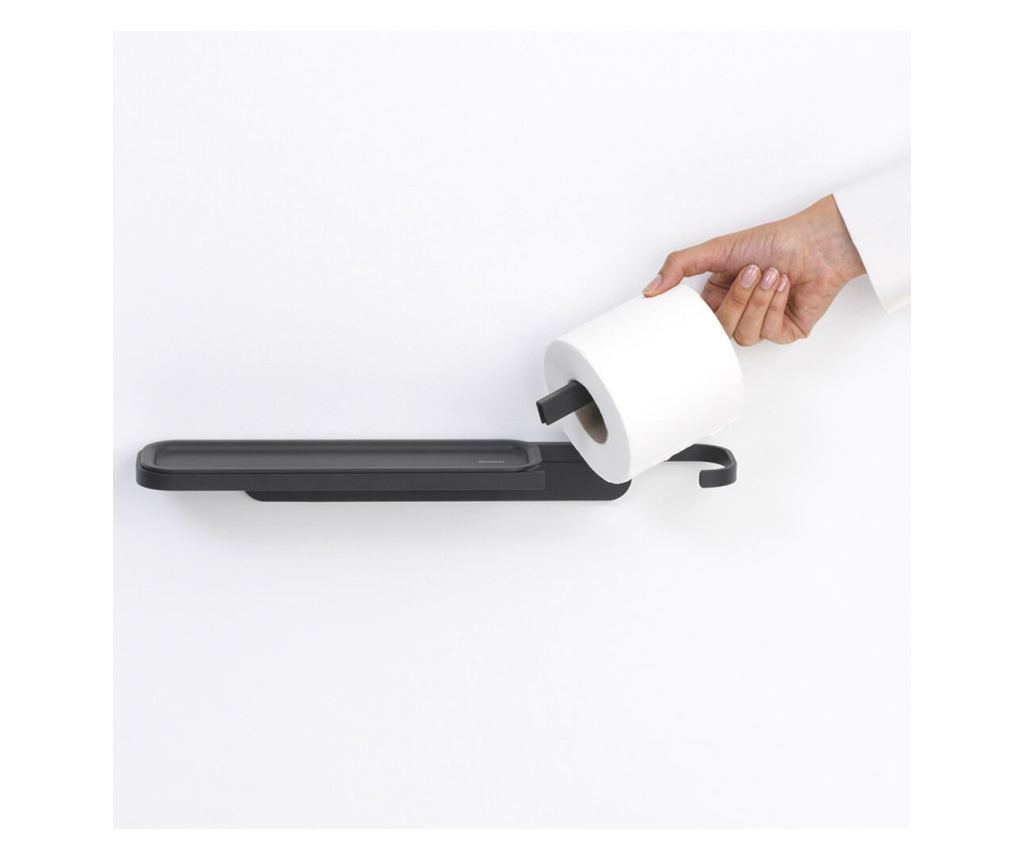 Brabantia MindSet Toalettpapír tartó polccal 1005667, Könnyű szerelés, Ásványi bevonat, Sötétszürke - 4