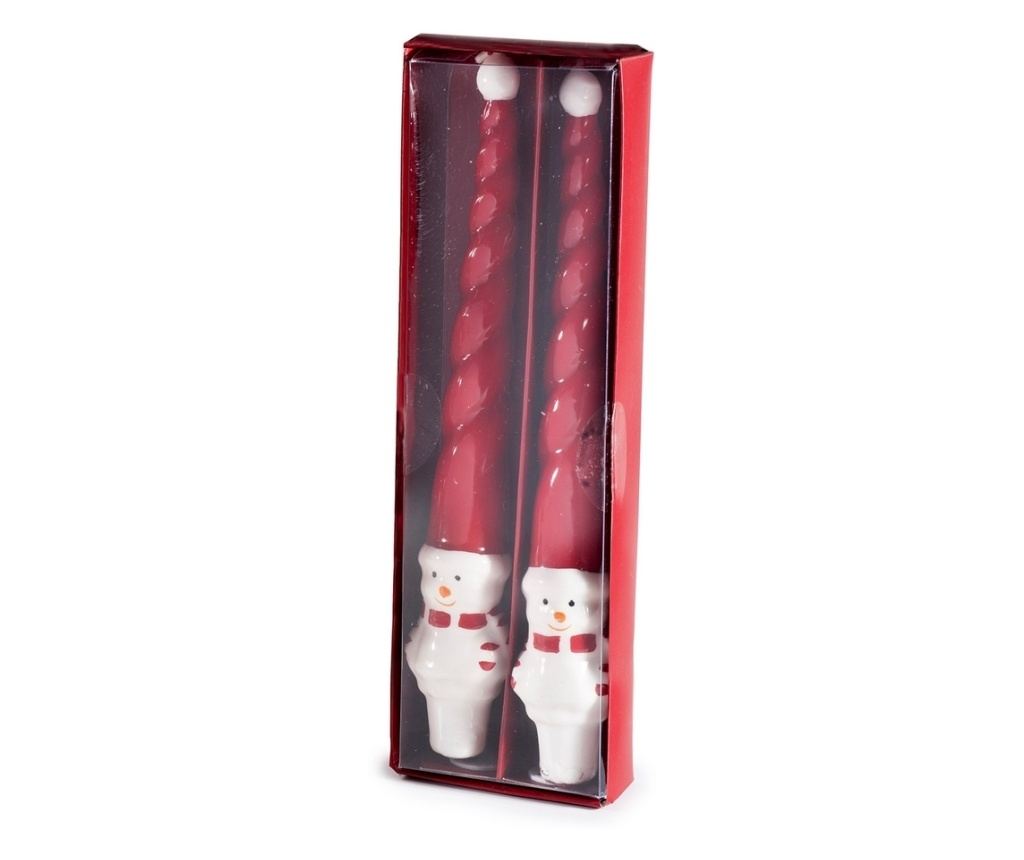 2 darabos karácsonyi gyertyatartó szett gyertyákkal Ø 4 cm x 26 H - 3