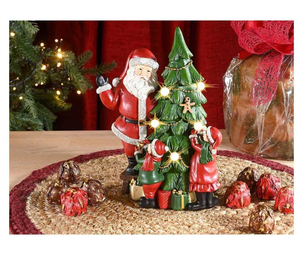 Többszínű műgyanta karácsonyi figura LED-ekkel, 15 x 10,5 x 19,5 cm magas - 3