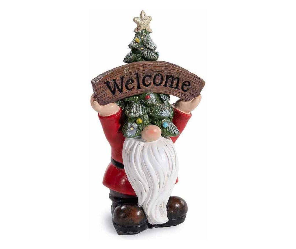 2 darabos, többszínű, műgyanta Mikulás figura LED-del, 19,5 cm magas - 2