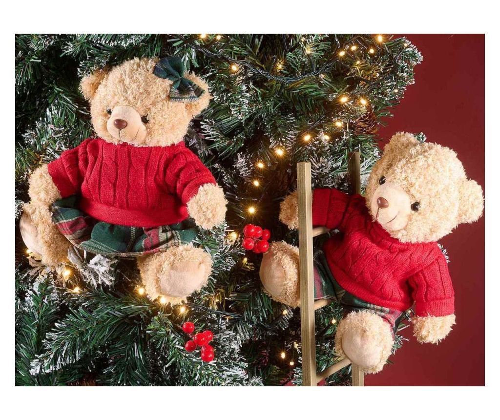 2 darabos karácsonyi plüssmackó figura szett, többszínű textil, 24 cm magas - 2