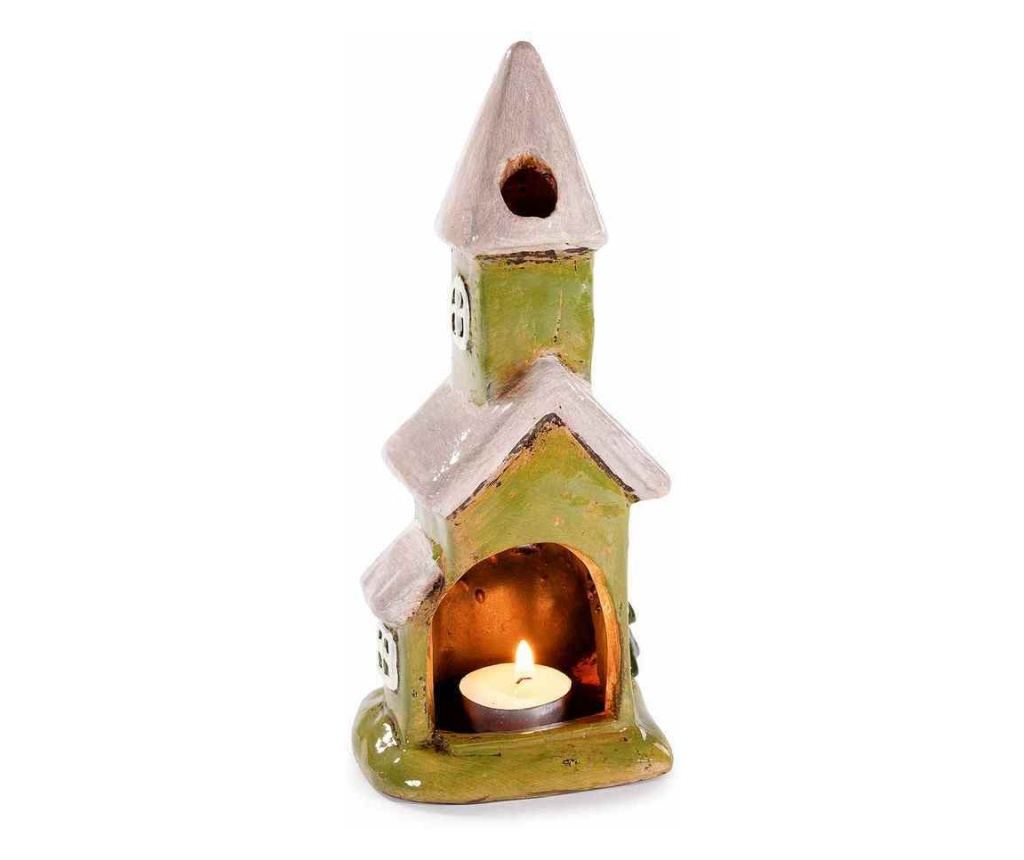 2 darabos karácsonyi ház gyertya szett, többszínű terrakotta, 10,5 x 8,5 x 23,5 cm magas - 2
