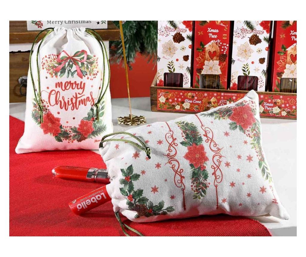 24 darabos, többszínű textil karácsonyi zsák szett, 17 x 23 cm magas - 2