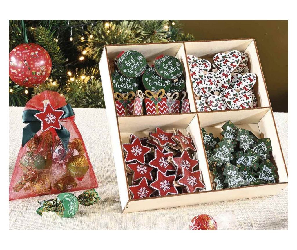 100 darabos karácsonyfa dísz szett, 3 x 4 cm magas - 2