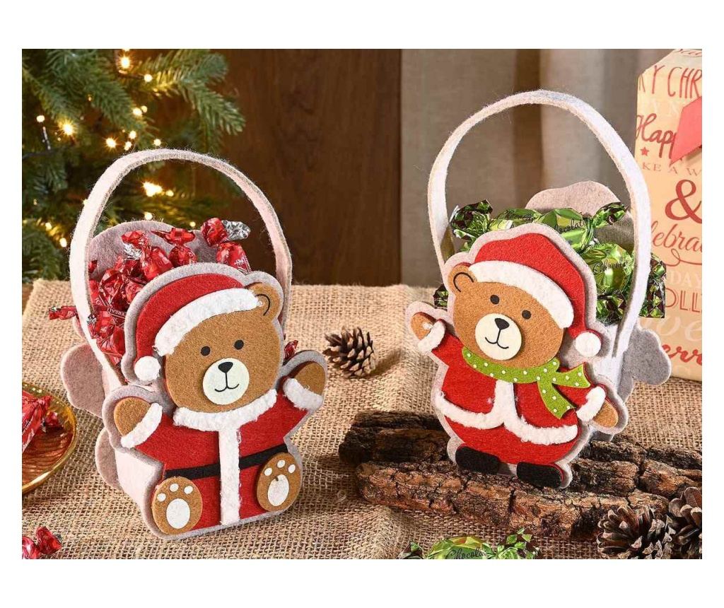 2 darabos, többszínű textil karácsonyi figura szett, 12,5 x 7 x 22 cm magas - 2