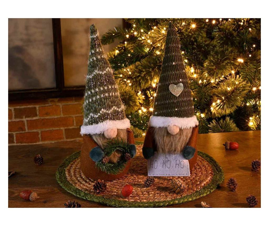 2 darabos, többszínű textil Mikulás figura szett, 11x12x33 cm magas - 2