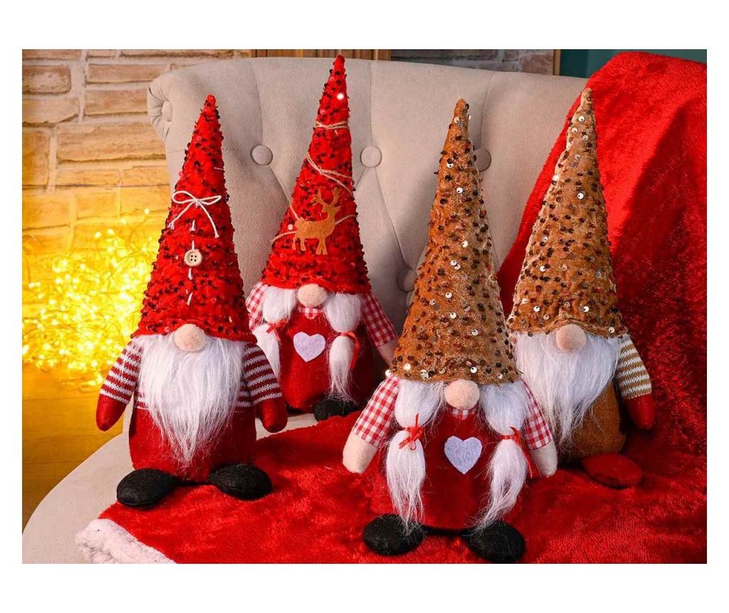 4 darabos Mikulás és Mikulásné figura szett, többszínű szövet, 15x13x34 cm magas - 2