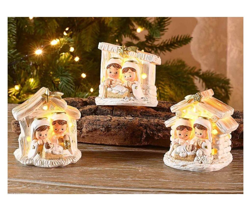 Többszínű műgyanta vallási figura LED-del 3xcm 5 x 4.5 x 6 H - 3
