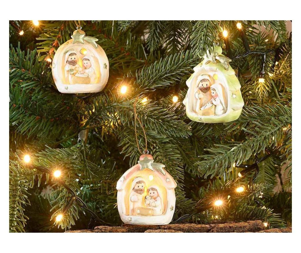 Többszínű polirezin vallási figura LED-del, 3xcm 5,5 x 5 x 6 H - 3