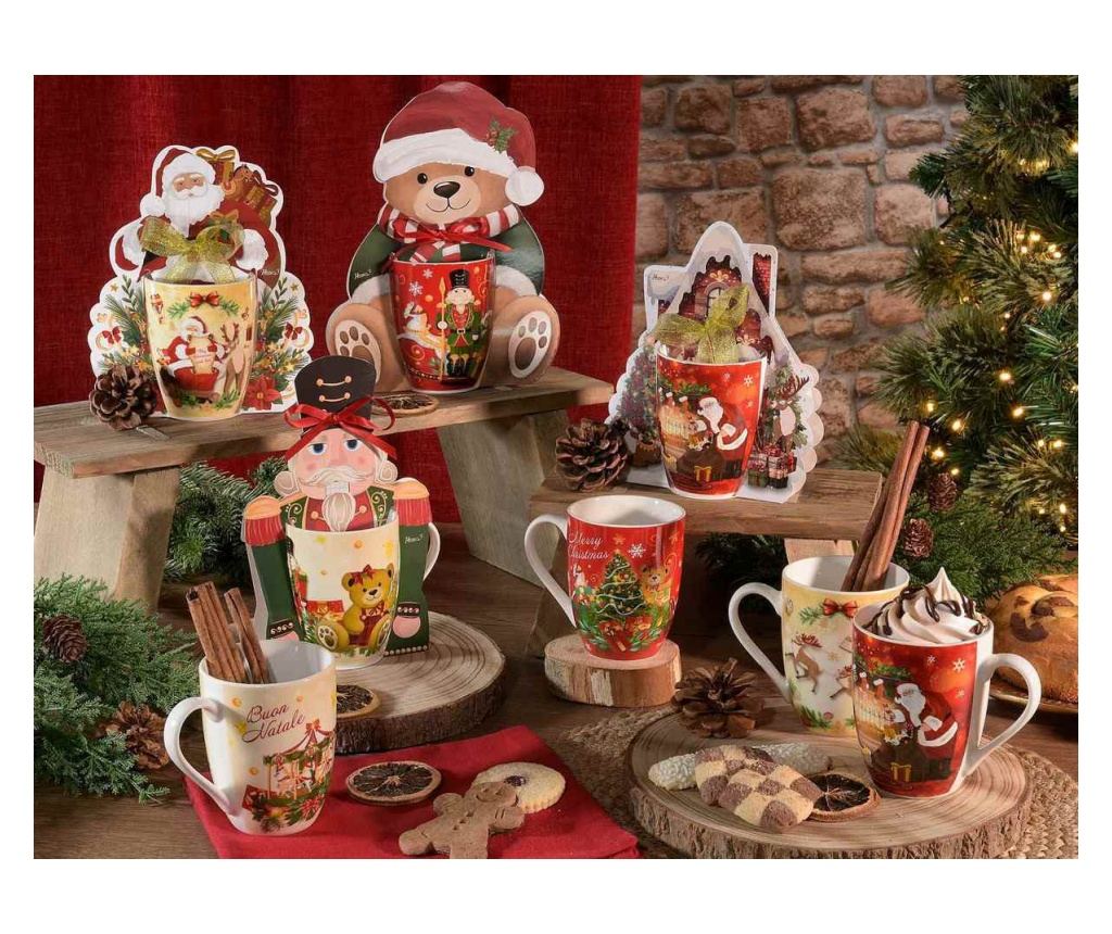 4 darabos karácsonyi bögre szett, többszínű porcelán, Ø 8 cm x 10,5 H, 300 ml - 2