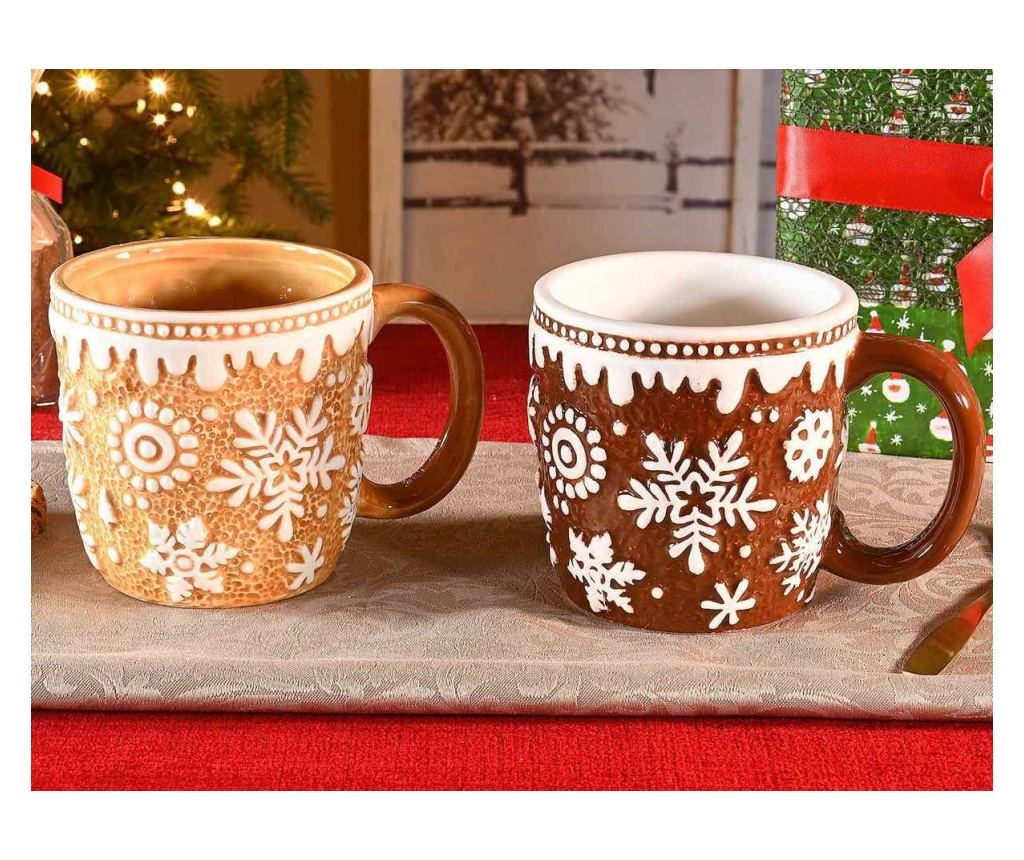 4 darabos, többszínű kerámia karácsonyi bögre készlet Ø 10 cm x 10 H, 450 ml - 2