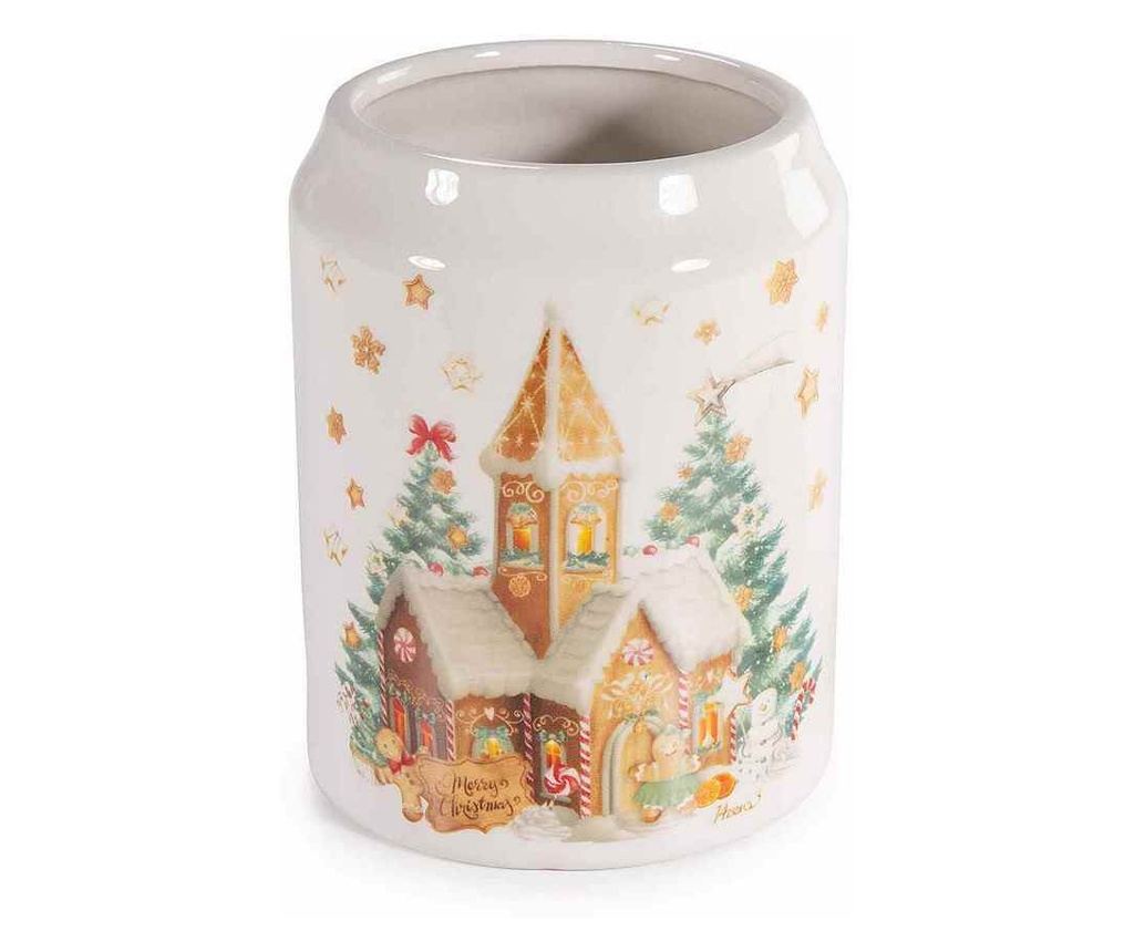 2 darabos, többszínű kerámia karácsonyi tároló szett, Ø 10 cm x 17 cm magas - 3
