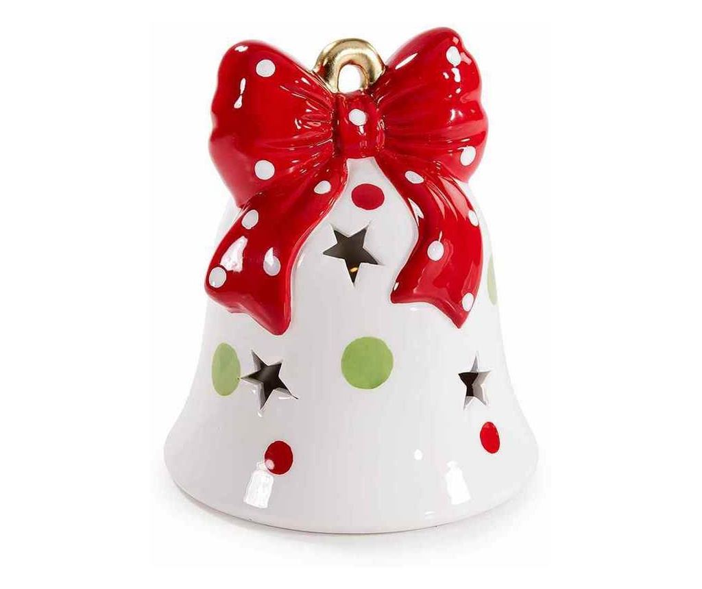 2 darabos, többszínű kerámia karácsonyi dekoráció LED-del Ø 11 cm x 13 H - 2