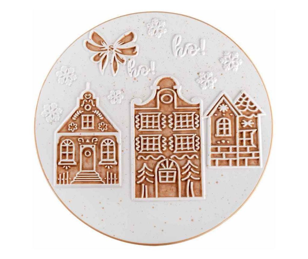 Karácsonyi tányér, fehér-barna kerámia, Ø 25 cm x 10,5 cm magas - 4