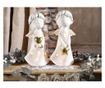 2 darabos, fehér és arany színű, LED-es porcelán angyal figura szett, 24 cm magas thumbnail 3