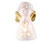 2 darabos, fehér és arany színű, LED-es porcelán angyal figura szett, 5,5 x 5 x 10 cm magas thumbnail 1