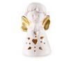 2 darabos, fehér és arany színű, LED-es porcelán angyal figura szett, 5,5 x 5 x 10 cm magas thumbnail 2