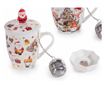 4 darabos karácsonyi porcelán bögre szett teás szűrővel és alátéttel, Multicolor Ø 8,5 cm x 10,5 H, 350 ml thumbnail 1