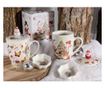 4 darabos karácsonyi porcelán bögre szett teás szűrővel és alátéttel, Multicolor Ø 8,5 cm x 10,5 H, 350 ml thumbnail 3