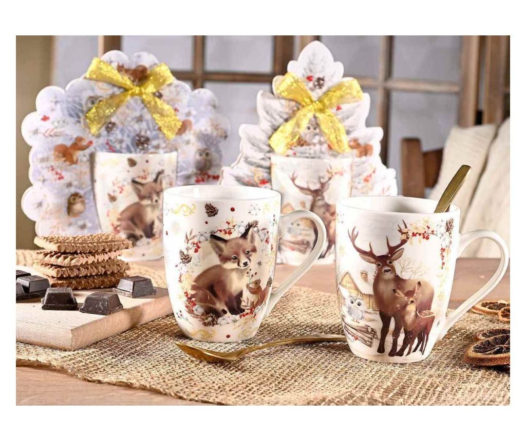 8 darabos karácsonyi porcelán bögre készlet, Multicolor, Ø 8 x 10,5 H, 300 ml - 2