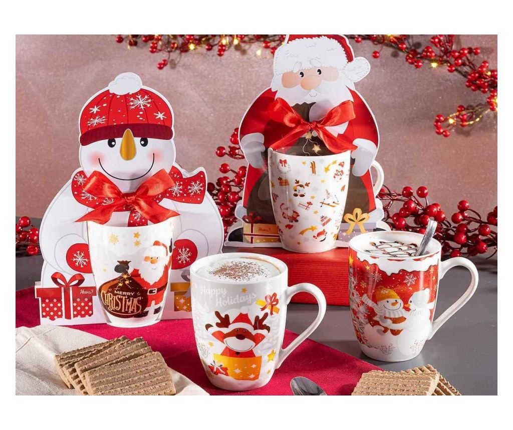 8 darabos karácsonyi porcelán bögre készlet Ø 8 x 10,5 H, 300 ml - 4