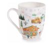 8 darabos karácsonyi porcelán bögre készlet, többszínű falusi mintával, Ø 8 x 10,5 cm, 300 ml thumbnail 2