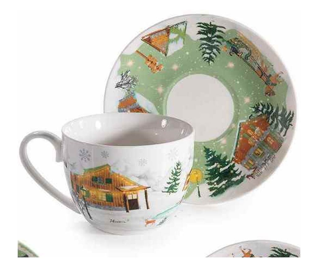 4 darabos karácsonyi porcelán bögre szett, többszínű Ø 9 x 6,5 H, 250 ml - 2