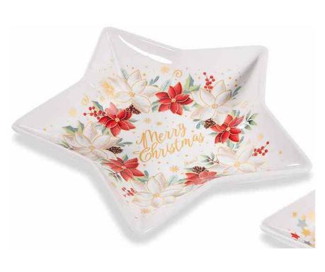 Set 2 platouri Craciun portelan multicolor cm 25 x 24 H
