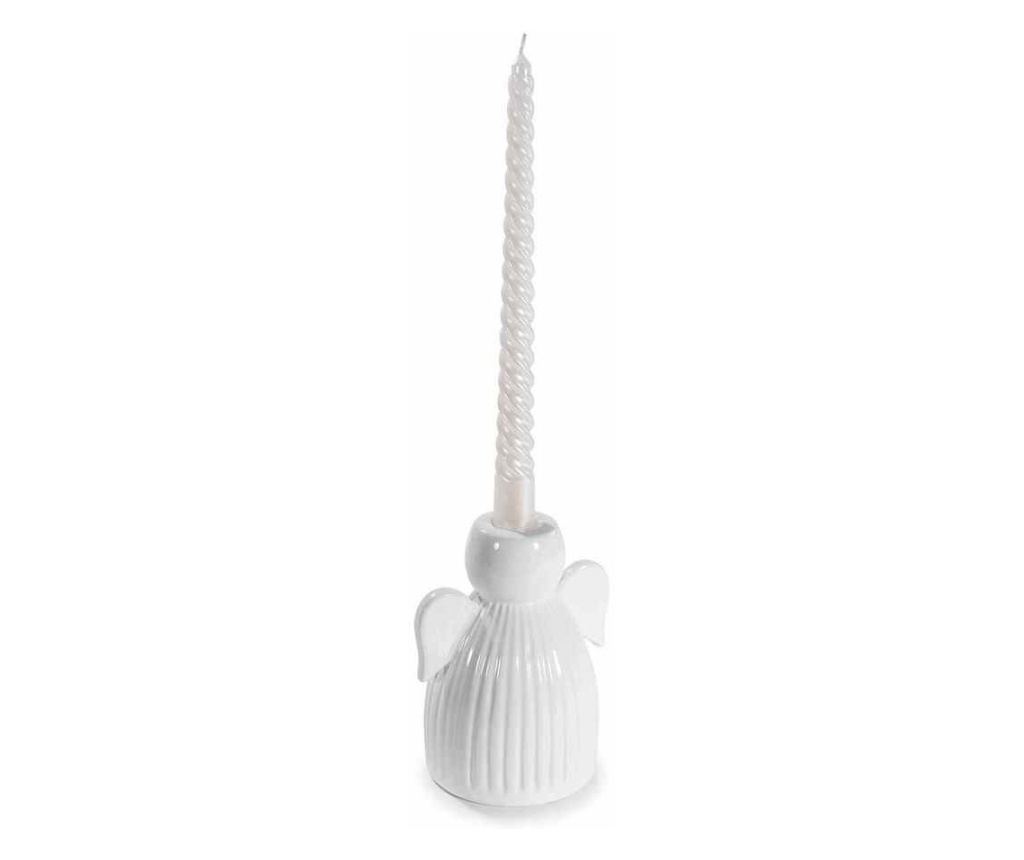 2 darabos angyali gyertyatartó szett, fehér porcelán - 2