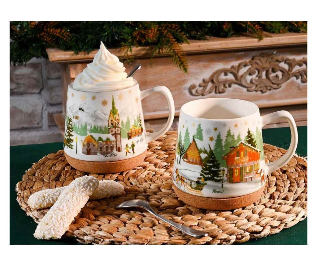 4 darabos karácsonyi bögre szett, többszínű porcelán, Ø 11 cm x 11 H, 500 ml - 3