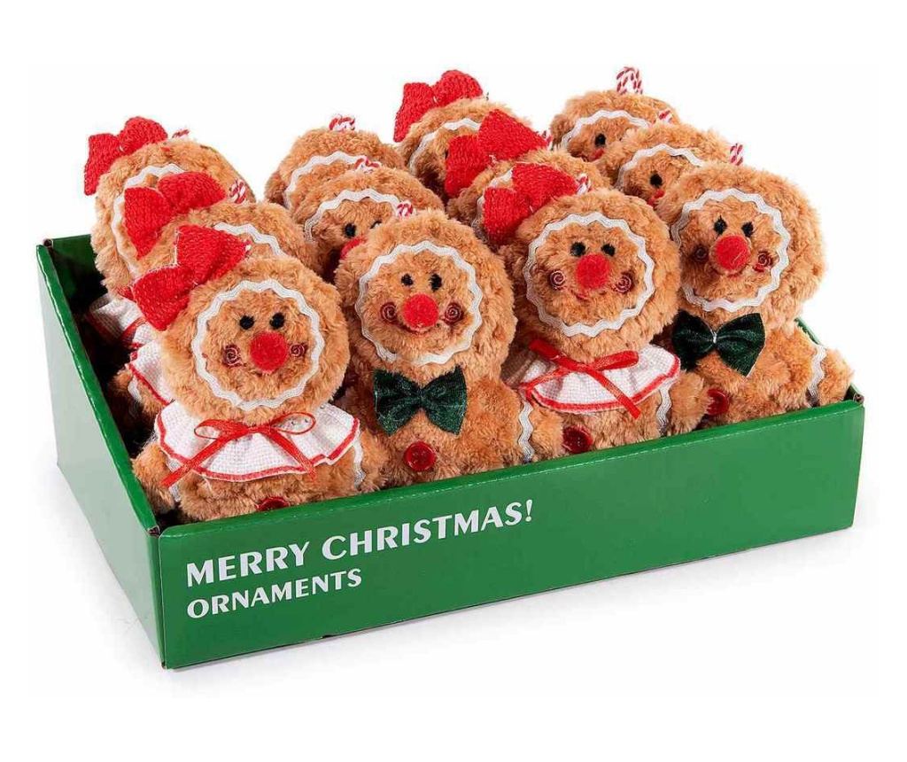12 darabos mézeskalács karácsonyfa dísz szett, többszínű textil, 9 x 5 x 14 cm magas - 2
