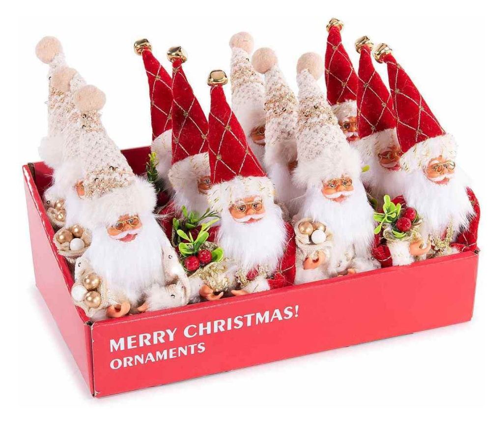 12 darabos karácsonyi Mikulás dísz szett, többszínű textil, 7x6,5x18,5H cm - 2