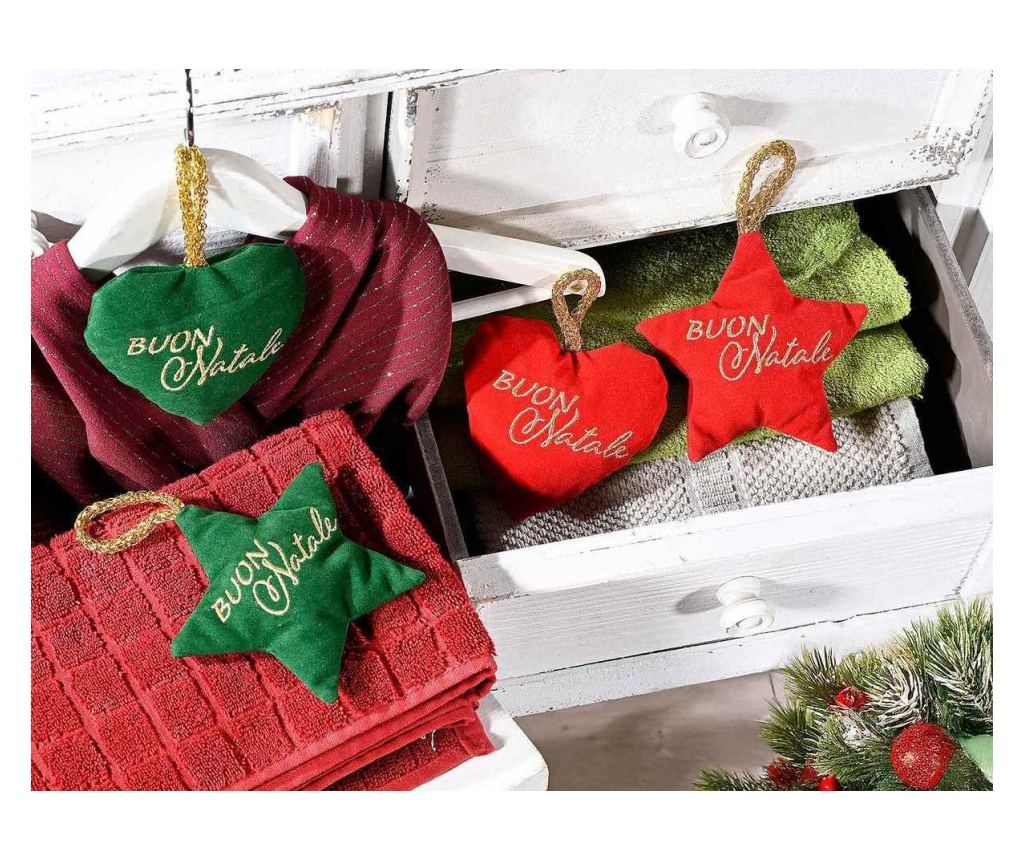 12 darabos, többszínű textil karácsonyfa dísz szett, 12 x 12 cm magas - 3