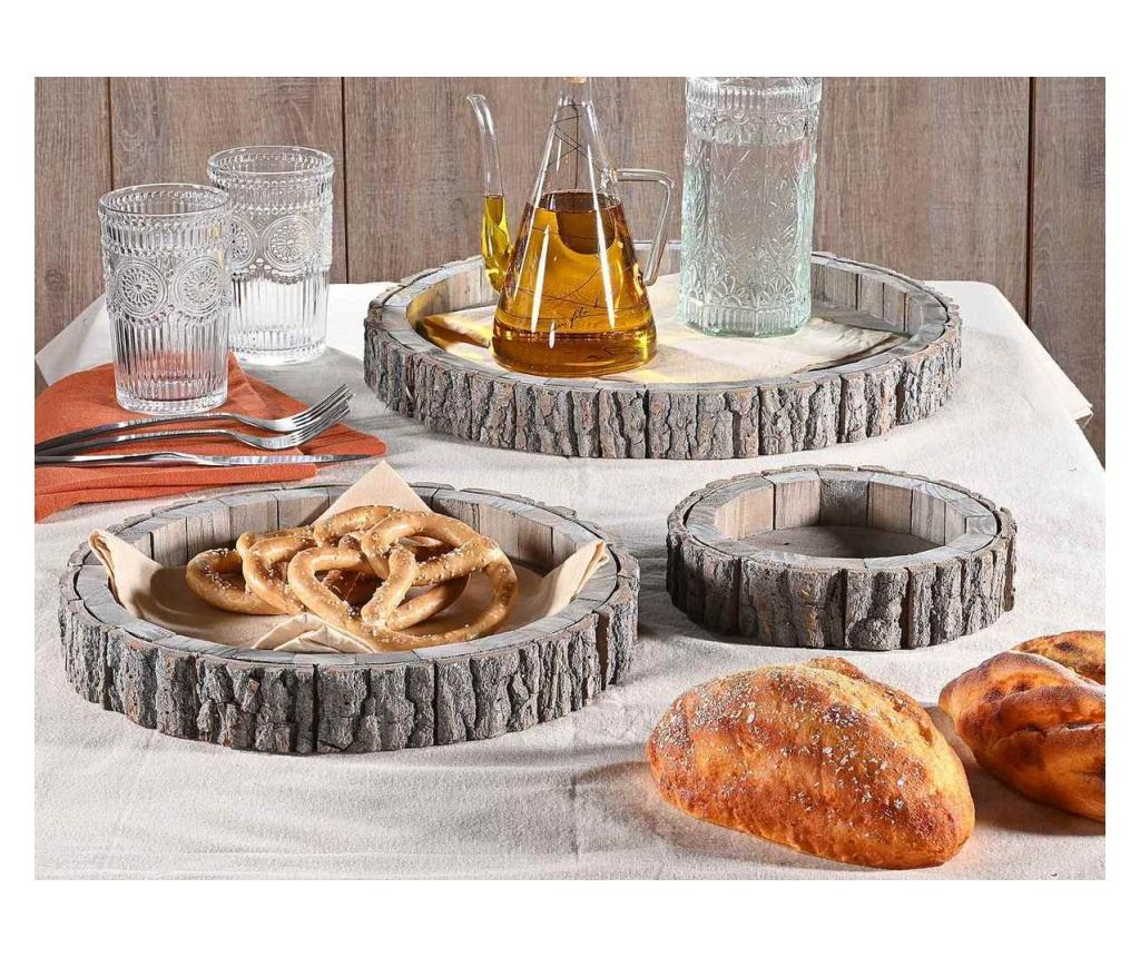 3 darabos természetes fa tálca szett Ø 37 cm, 28 cm és 17,5 cm - 2