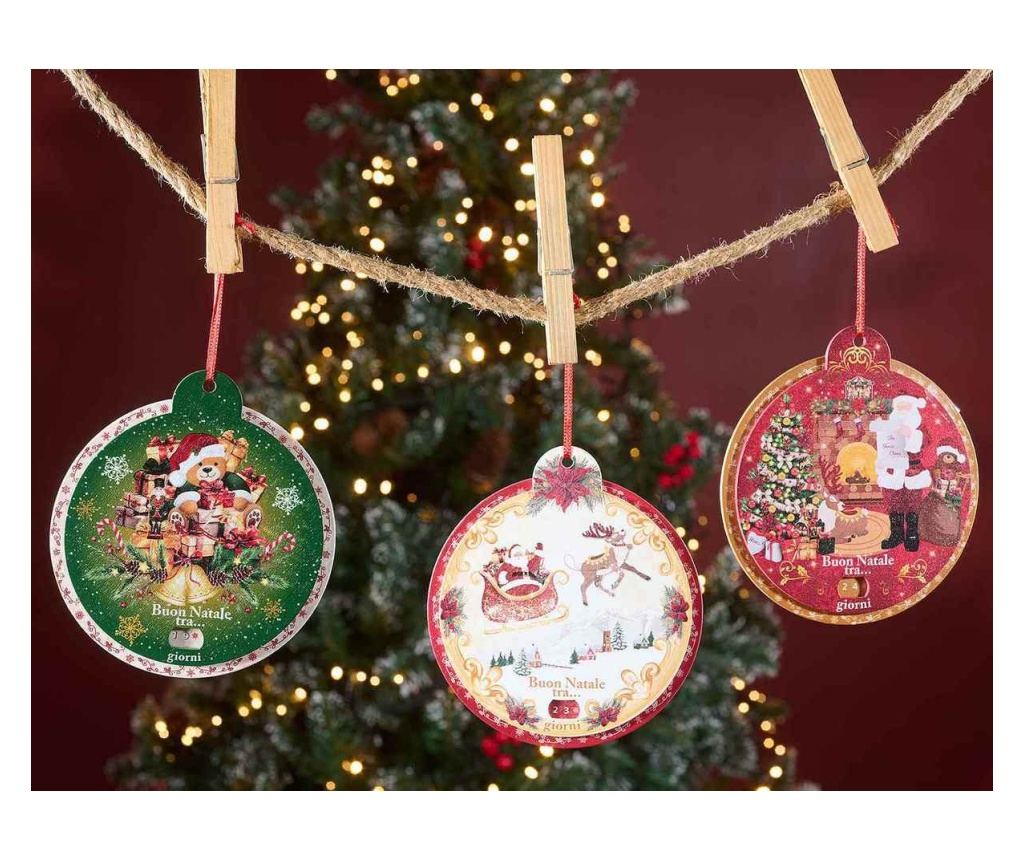 15 darabos karácsonyfa dísz szett, fa, többszínű, Ø 12 cm - 3