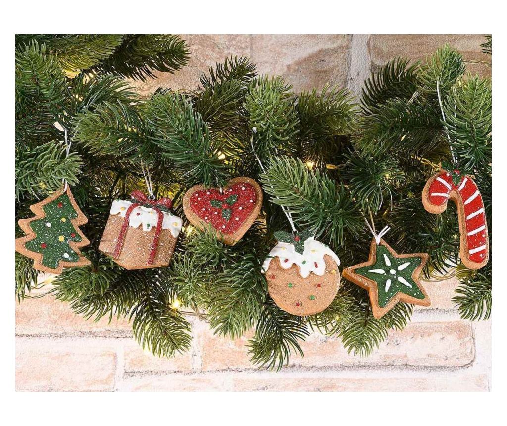 18 darabos karácsonyfa dísz szett, műgyanta, 7 x 6.5 cm magas - 2