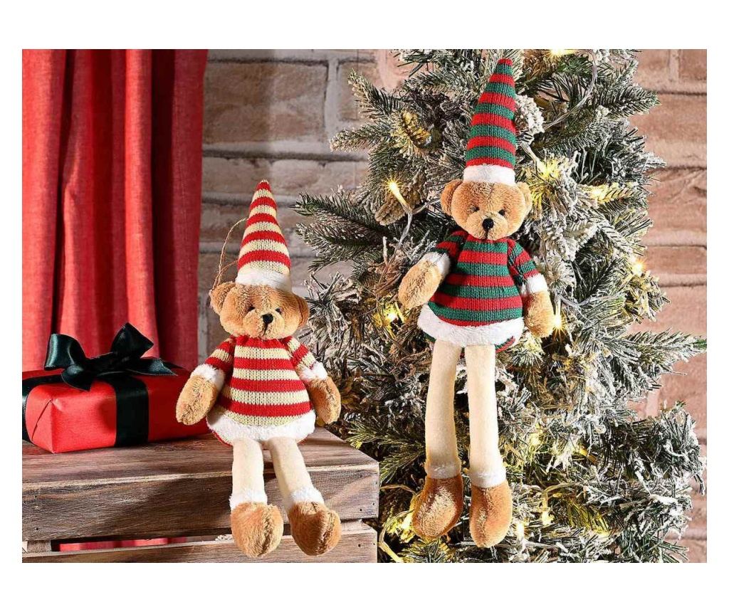 2 darabos karácsonyi maci figura szett, többszínű textil, 11x6x34 cm magas - 2