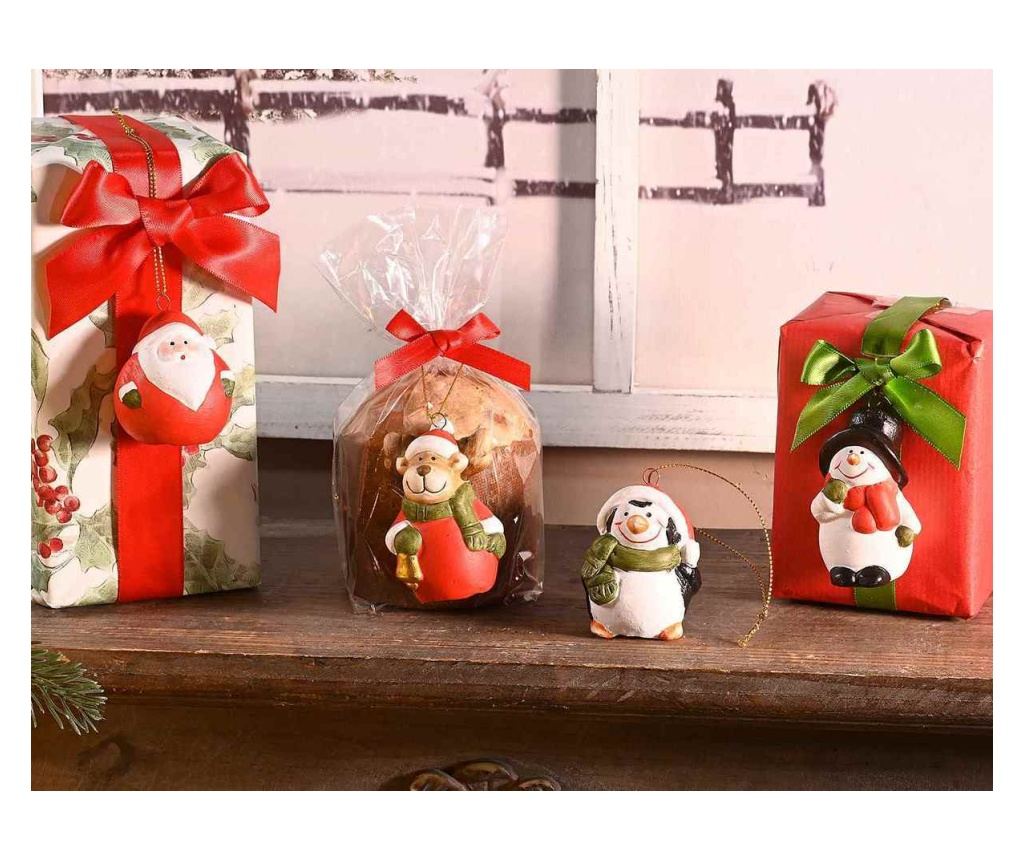16 darabos, többszínű terrakotta karácsonyfa dísz szett, 4 x 3 x 6 cm magas - 2
