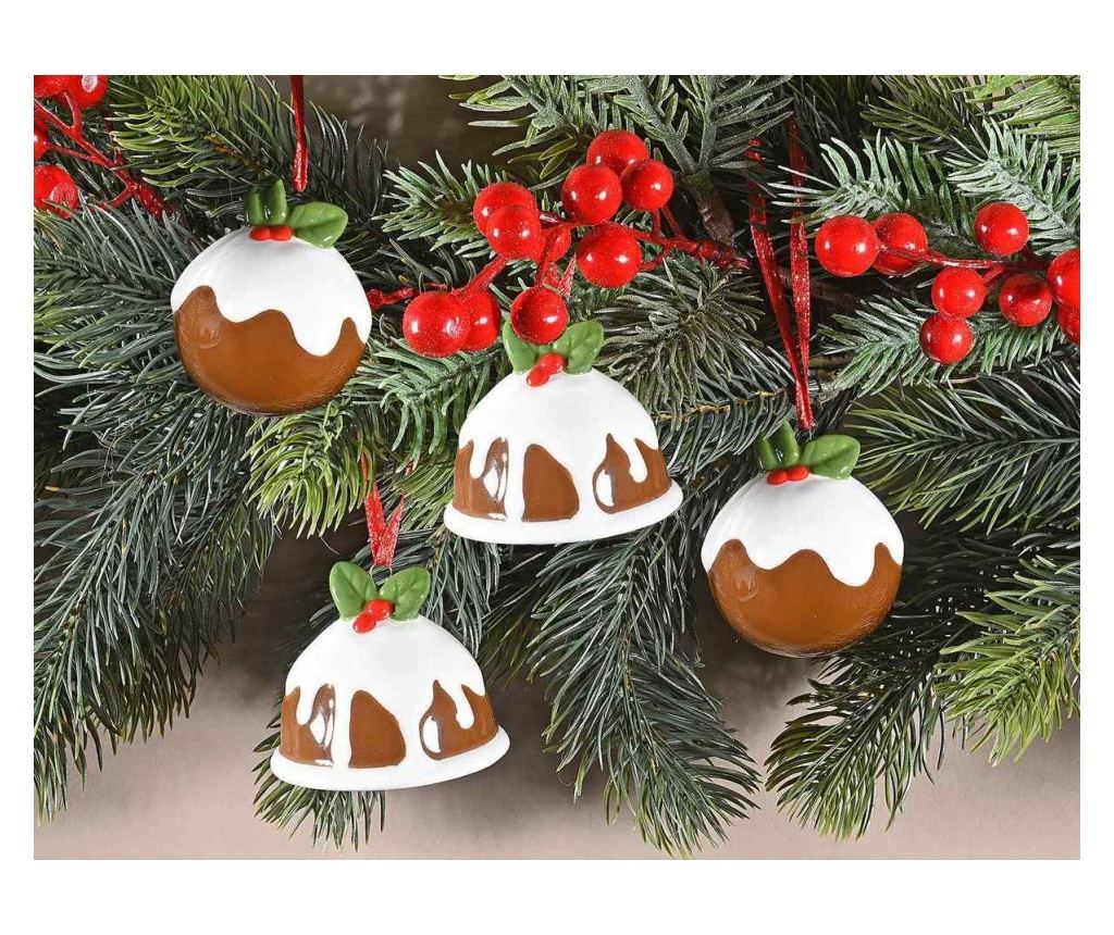 8 darabos, többszínű kerámia karácsonyfa dísz szett Ø 4,5 cm x 5,5 H - 2