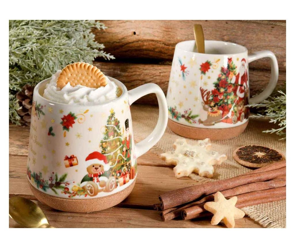 4 darabos karácsonyi bögre szett, többszínű porcelán, Ø 11 cm x 11 H, 500 ml - 4
