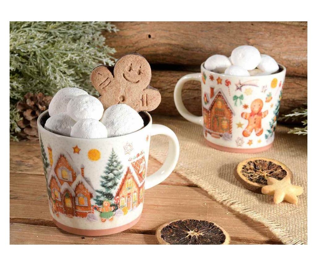 8 darabos karácsonyi porcelán bögre szett, többszínű, Ø 9,5 cm x 9 H, 350 ml - 2