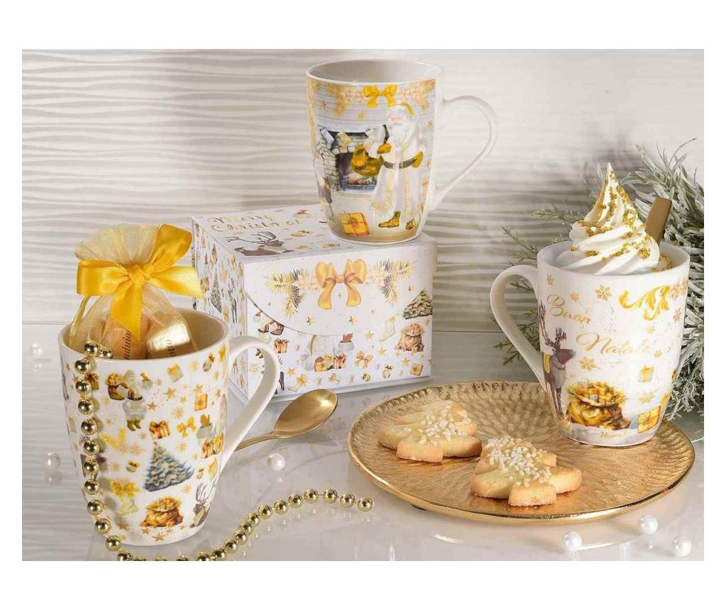 6 darabos karácsonyi bögre szett, többszínű porcelán, Ø 8 x 10,5 H, 350 ml - 3