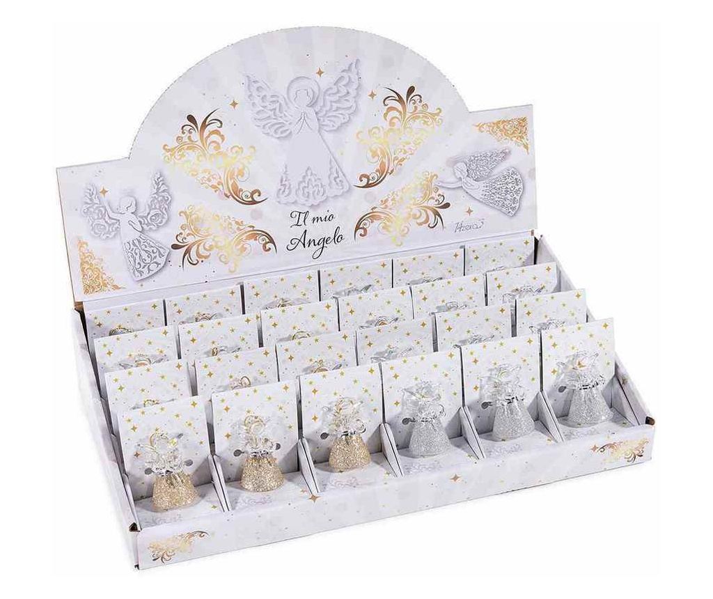24 darabos angyal karácsonyfa dísz szett, arany és ezüst üveg, 3 x 2,5 x 4,5 cm magas - 3
