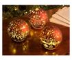 3 darabos karácsonyi díszgömb szett, piros és arany üveg LED-del thumbnail 3