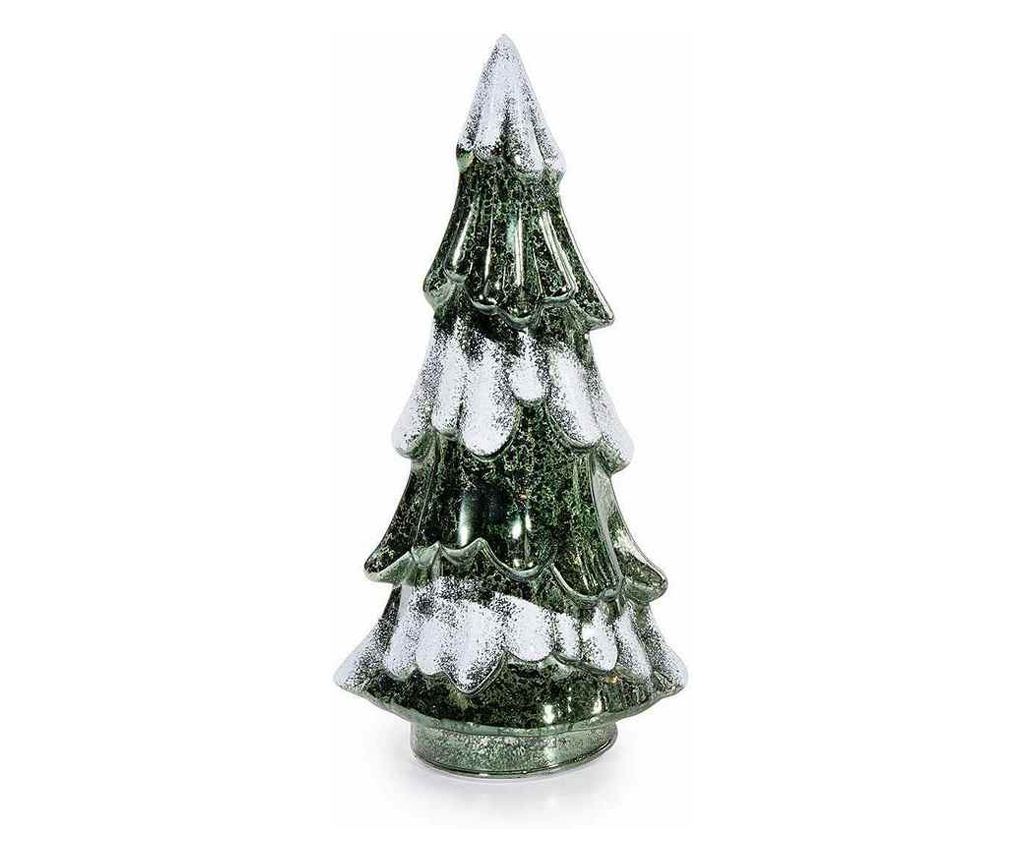 3 darabos zöld és fehér üveg karácsonyfa LED-ekkel, 26 cm magas (a legnagyobb) - 2