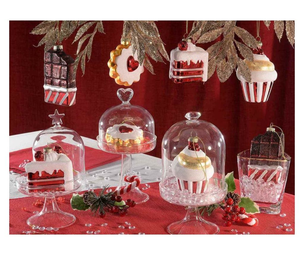 8 darabos, többszínű üveg karácsonyfa dísz szett Ø 6,5 cm x 10 H - 2