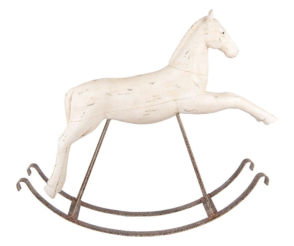 Fehér polyresin ló figura barna fém díszítéssel 61x15x51 cm - 2