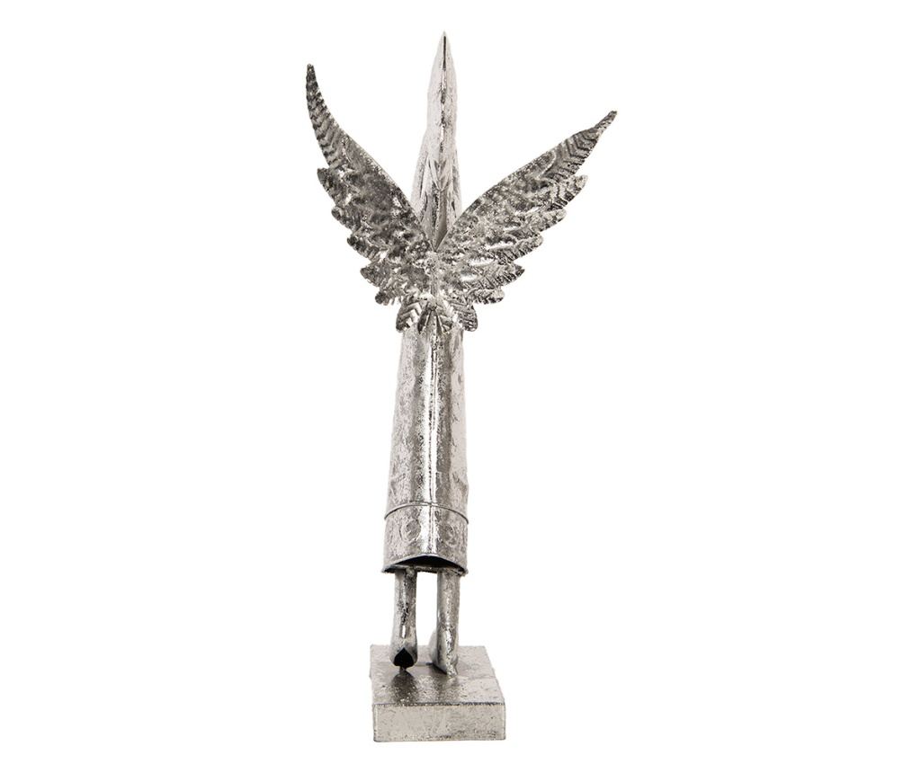 Ezüstszínű fém angyal figura 30x15x50 cm - 2