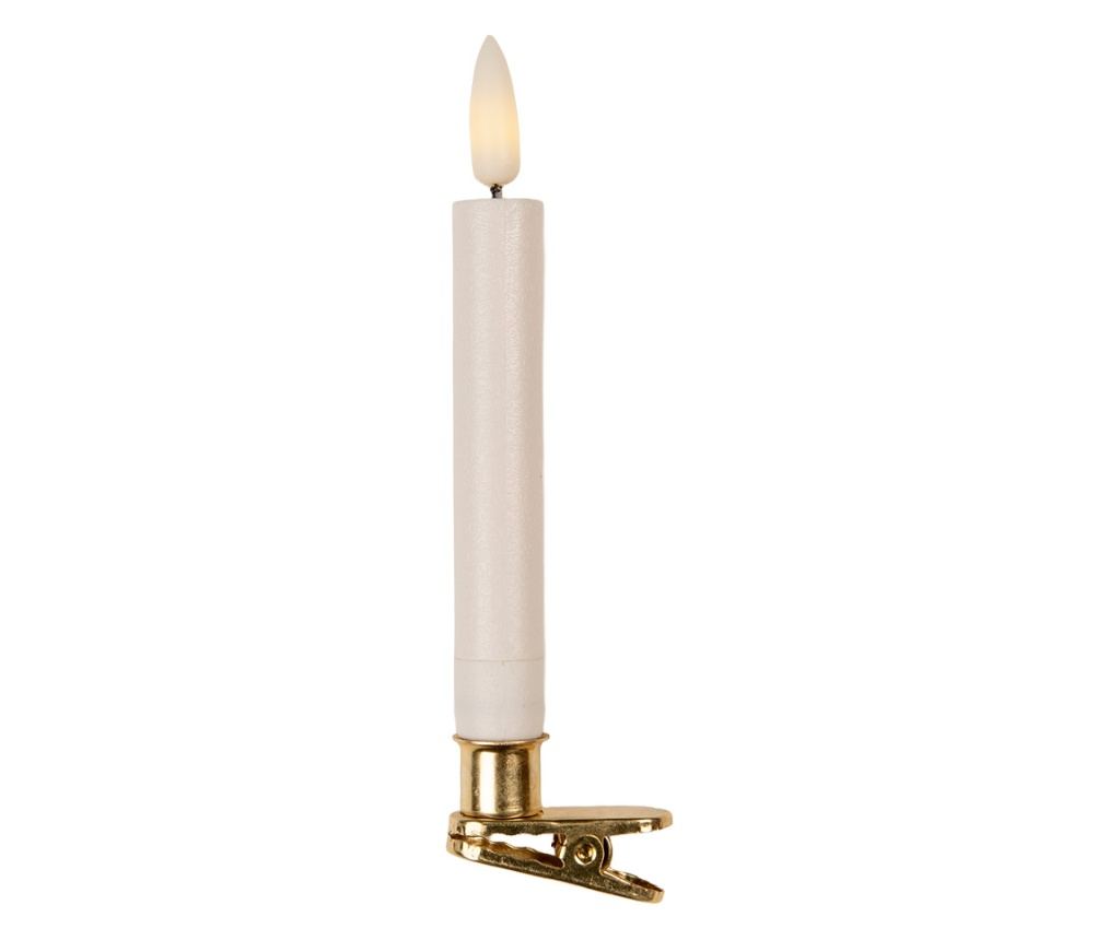 10 darabos fehér viasz karácsonyfa dísz gyertya LED-ekkel Ø 2x14 cm - 2
