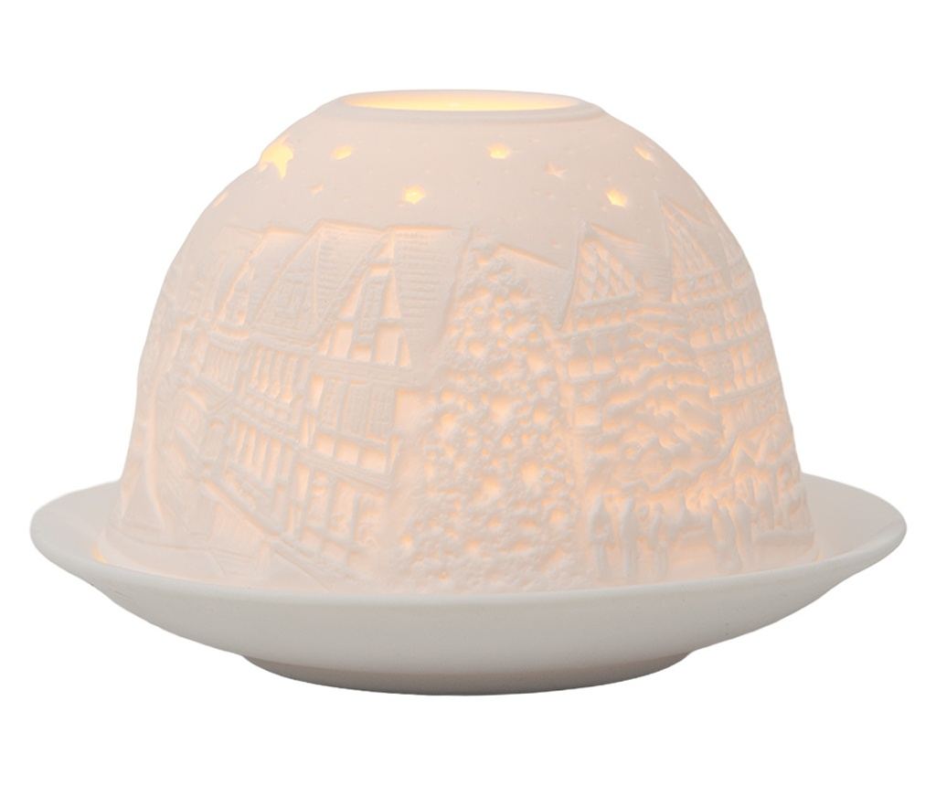 Fehér porcelán karácsonyi gyertyatartó Ø 12x8 cm - 5